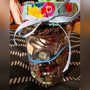 Colorful Jewelry Jar with Watch and Accessories